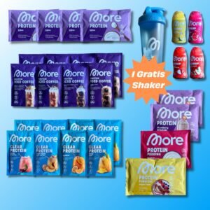 XXL Protein Box - MORE Nutrition - (Zerup, Clear Whey, Protein Iced Coffee, Protein Milkshake, Protein Sahne, Protein GrieĂpudding, Protein Pudding, Shaker)